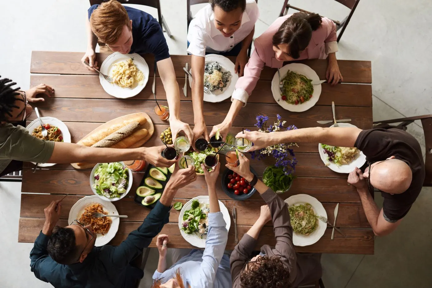 People sharing a meal around a table